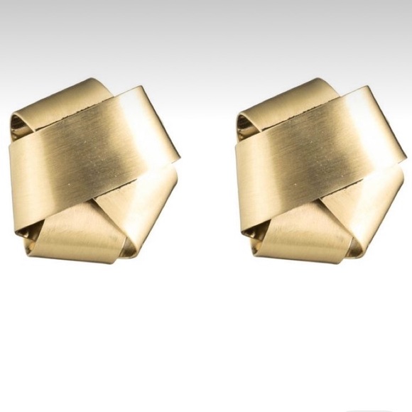 ALEXIS BITTAR • Roxbury Satin Brushed Gold Folded Metal Ribbon Post Earrings - Picture 11 of 12